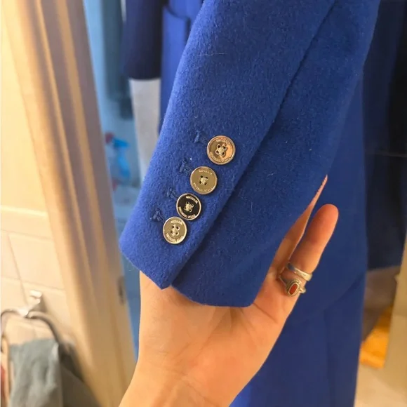 Michael Kors Royal Blue Pea Coat with Gold Buttons Size 2 / 4 - Picture 7 of 8
